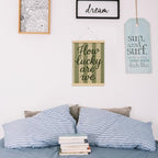 NaZaUK How Lucky Are We Wall Art Poster Hanger Frame, Vintage Green Striped - Image 2