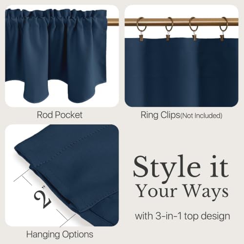 NICETOWN Navy Kitchen Valance for Windows Decoration for Apartment Bathroom - Image 3