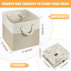 6 Pack 12x12 Inch Cube Storage Bins Square Fabric Cube Baskets, Light Brown - Image 2