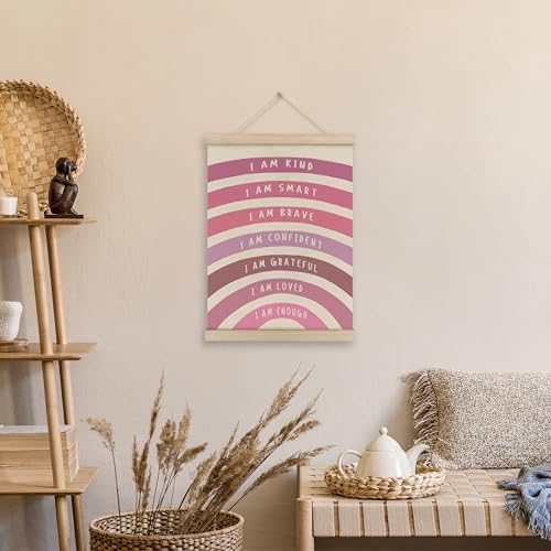 HRQKO Pink I Am Kind Smart Poster Hanger Frame, Boho Rainbow Classroom Wall Art - Image 2