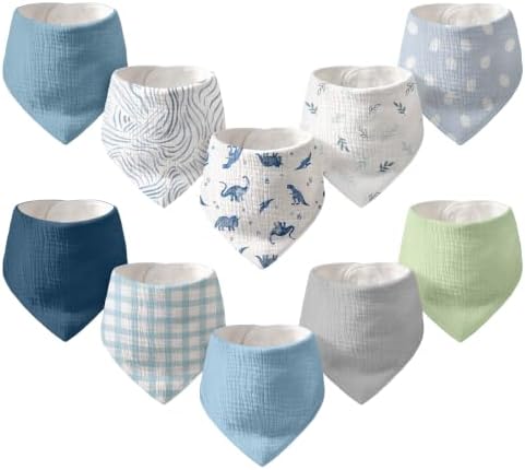 10 Pack Muslin Baby Bandana Bibs by CivaruaKids