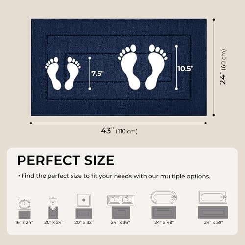 GRANNY SAYS Blue Bathroom Runner Rug 24" x 48", Soft Microfiber Bath Mat - Image 2