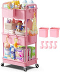 Goovilla Diaper Cart with Lockable Wheels and Easy Assembly, 3 Tier Pink by Goovilla