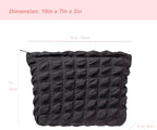 Flat Makeup Bag for Women, Zipper Cosmetic Pouch for Purse, Bubble Black - Image 5