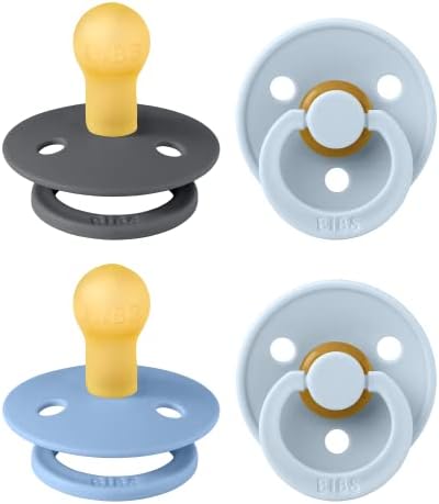 BIBS Pacifiers - Color 4 Pack | Round Nipple Baby Pacifier | BPA Free Natural by BIBS