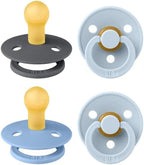 BIBS Pacifiers - Color 4 Pack | Round Nipple Baby Pacifier | BPA Free Natural by BIBS