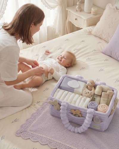 Blissful Diary Flannel Diaper Caddy Organizer & Gift Packaging, Light Purple - Image 7