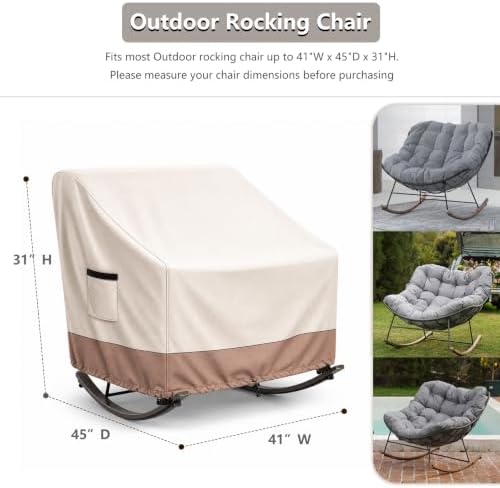 Outdoor Rocking Chair Cover, Heavy Duty Waterproof Papasan Chair Cover - Image 2
