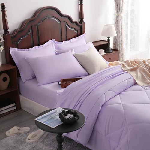 NTBAY King Microfiber Bed in a Bag, Comforter Set 7 Piece, Light Purple - Image 6