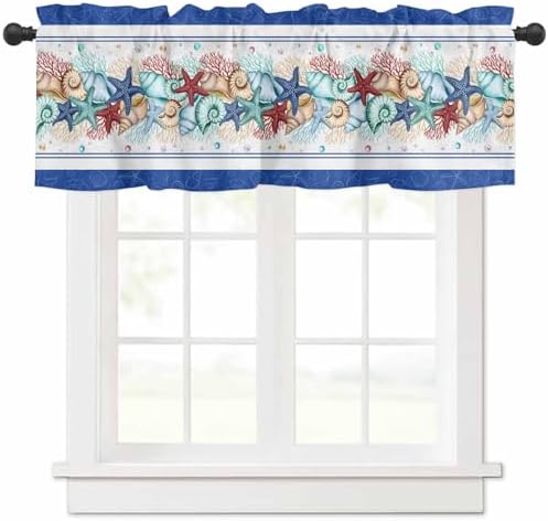 Vandarllin Coastal Beach Kitchen Curtains Valances by VandarllinHomeKitchenDecor