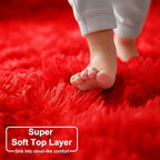 Amdrebio Red Christmas Fluffy Big Area Rug 6x9 - Image 4