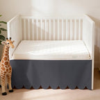 100% Cotton Scallop Edge Crib Bed Skirt, 4-Sided Soft Breathable Cotton Bedding by ZaizaiHome