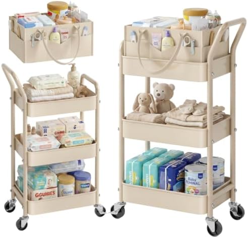 3 Tier Baby Diaper Caddy Organizer Cart by Recximi