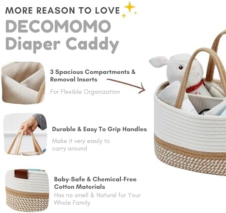 DECOMOMO XL Baby Caddy Organizer, Extra Large Diaper Caddy Basket - Image 5