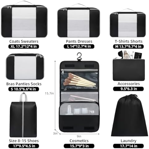 BAGAIL 6 Set/8 Set/10 Set Packing Cubes Various Sizes Packing Organizer - Image 2