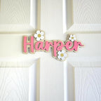 Daisy Personalized Name Sign for Nursery, Wooden Floral Kids Door Sign by Unknown
