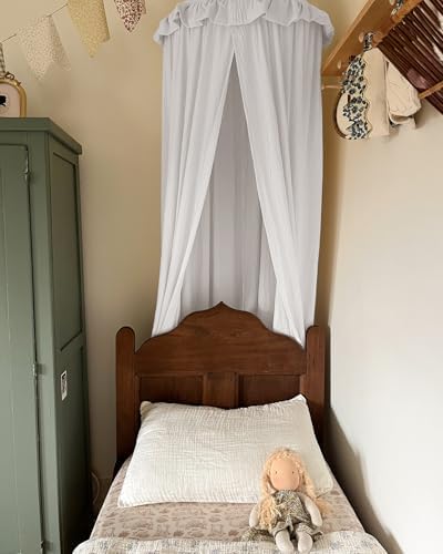 ZEAK Kids Bed Canopy with Ruffles Cotton Hanging Tent Frills Curtain Net - Image 4