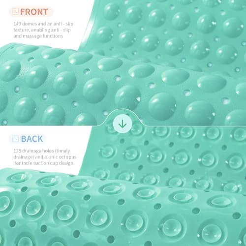 Anti-Slip Bathtub Shower Mat 28×15 Inch Turquoise Green - Image 2