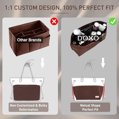 Doxo Purse Organizer Insert for Handbags & Base Shaper 2pc Set, Felt Neverfull - Image 5