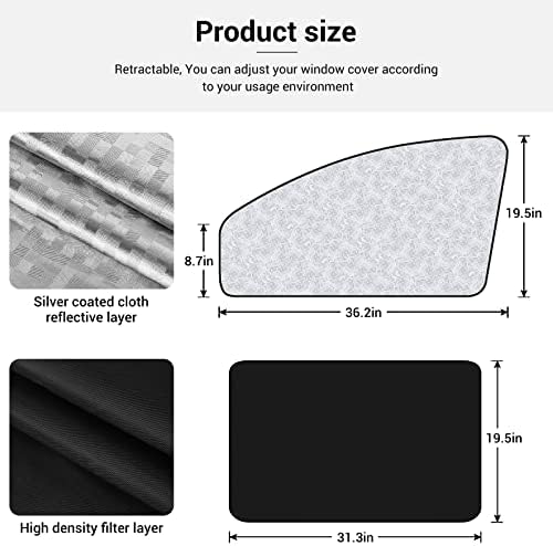 XCBYT Magnetic Side Window Sun Shade, 100% Blackout Privacy Sun Protection - Image 5