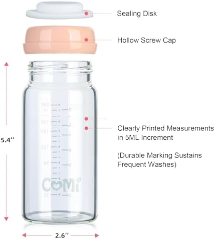 COMI Wide Neck Glass Breastmilk Collection n Storage Bottle, 8oz - Image 3