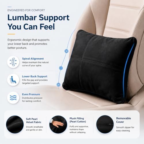 2 PCS Car Pillow for Driving Seat Soft Suede Headrest Neck & Lumbar Support - Image 5