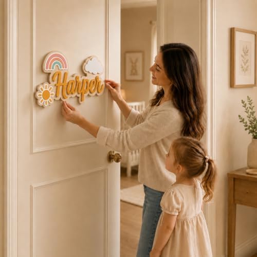 Custom Wooden Name Sign for Baby Nursery, Kids Room Door & Wall Decor - Image 5
