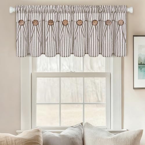 ASPMIZ Farmhouse Valances for Windows, Cotton Linen Kitchen Curtains Valances - Image 2