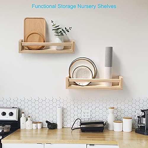 Nursery Room Shelves Set of 2, Wood Floating Book Shelves - Image 5