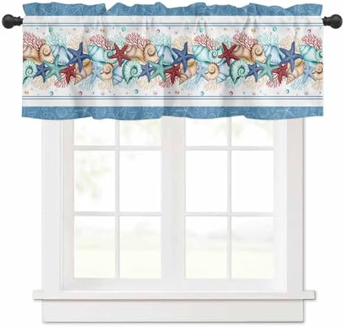 Vandarllin Coastal Beach Kitchen Curtains Valances by VandarllinHomeKitchenDecor