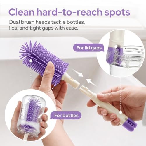 lalalark 7-in-1 Portable Baby Bottle Brush Kit, Silicone Cleaner - Image 4
