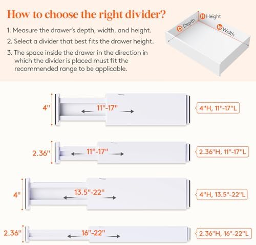 Lifewit 4" High Upgrade Drawer Divider, Adjustable Drawer Organizer Clothes - Image 3