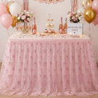 4 Pcs Pink Bow Table Runners 29 X 70 Inch Tulle Lace Party - Image 4