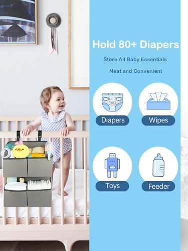 Hanging Diaper Organizer for Crib/Playpen/Bassinet/Playard – Hold 80+ Diapers - Image 2