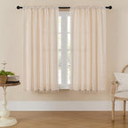 MitoVilla Cream Boho Farmhouse Living Room Curtains 63 Inch Length 2 Panels by MitoVilla
