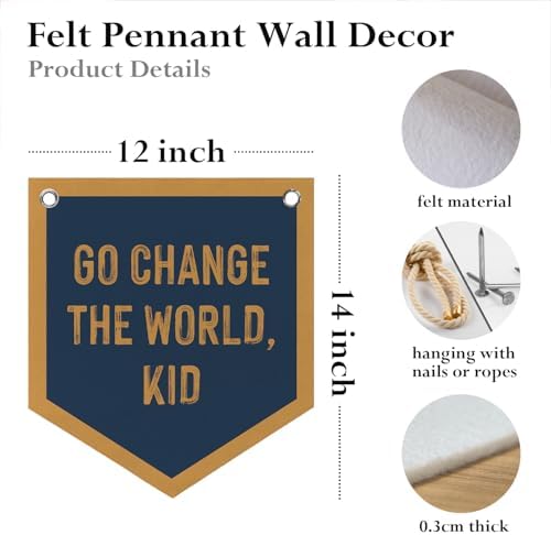 Nursery Playroom Decor Go Change The World Kid Pennant Banner Flags - Image 6