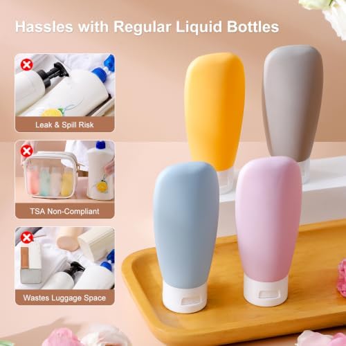 Anntrue Travel Bottles for Toiletries 4 Pack, TSA Approved 2 oz Travel Size - Image 5