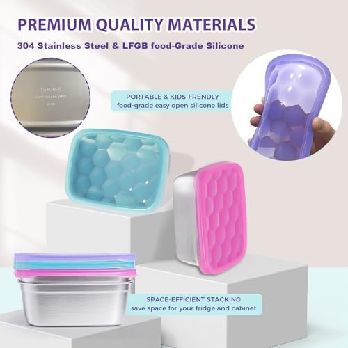 Tanjiae 3-Pack Stainless Steel Snack Containers - Image 4
