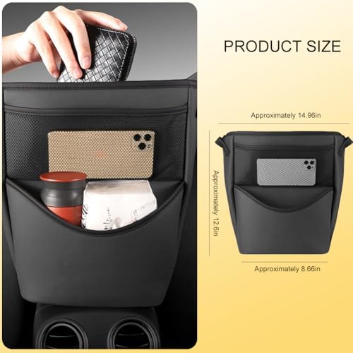 Tumecos Car Handbag Holder Between Seats, Car Storage Bag Pocket Handbag Purse - Image 5