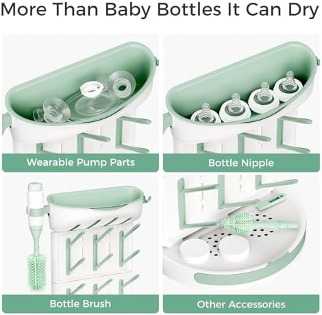 Momcozy Baby Bottle Drying Rack, 18 Bottles Vertical Space Saving - Image 6