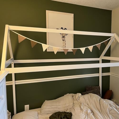 Pennant Banners Bunting Flags Beige and Coffee, Garland Triangle Banners Fabric - Image 5