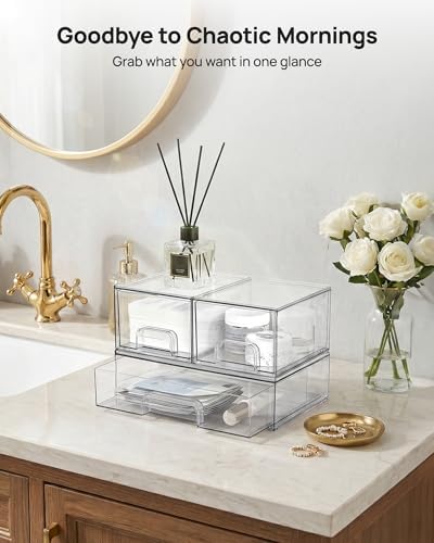 Vtopmart Clear Stackable Storage Drawers Set of 4, Plastic Organizer Bins - Image 3