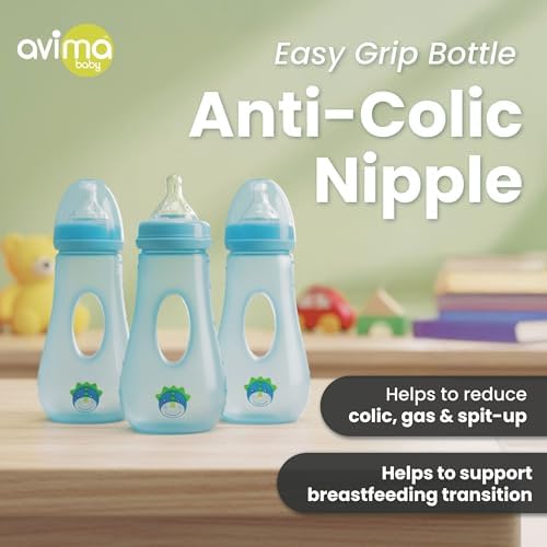 Avima 8 oz Easy Grip Baby Bottles w Medium Flow Nipples - Image 2
