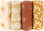 4 Set Muslin Swaddle Blankets Receiving Blanket - Image 2