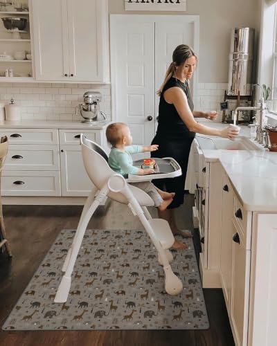 Blissful Diary Baby Splat Mat for Under High Chair, 50.4 x 50.4 Inch Wipeable - Image 5