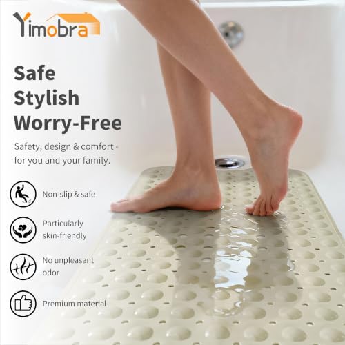 Yimobra Non Slip Bath Mat for Tub 40x16, Extra Long Bath Tub Mat - Image 5