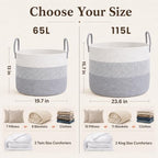 JMvicyroam 65L Extra Large Machine Washable Cotton Rope Blanket Basket - Image 4