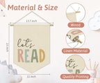 Reading Corner Decor, Let's Read Sign Kids Room Wall Canvas Banner, Library - Image 5