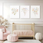 Nursery Wildflower Wall Art Girl Flower Canvas Wall Decor Floral Nursery Art - Image 3