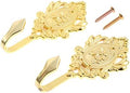 Curtain Tiebacks Small Lightweight Hooks, Vintage Gold Rose Pattern by Hicello